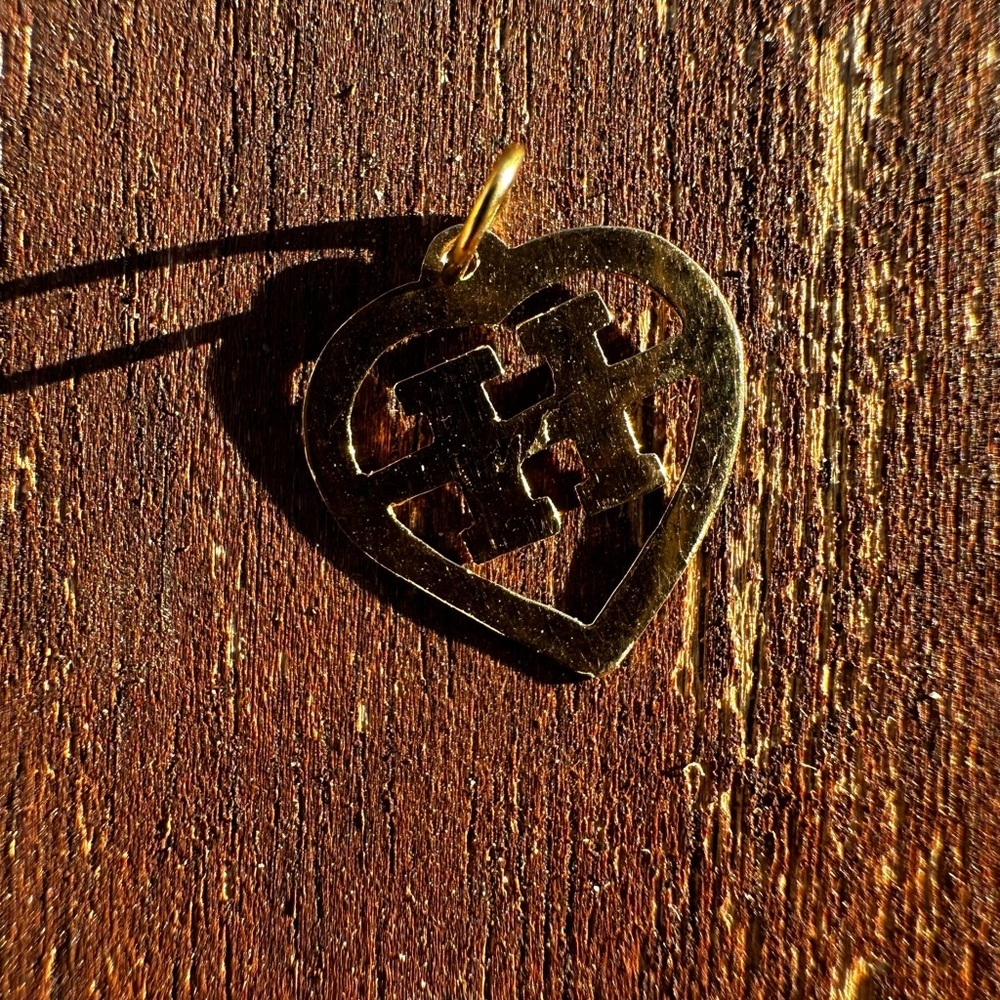18k Yellow Gold Heart Shape “H” charm